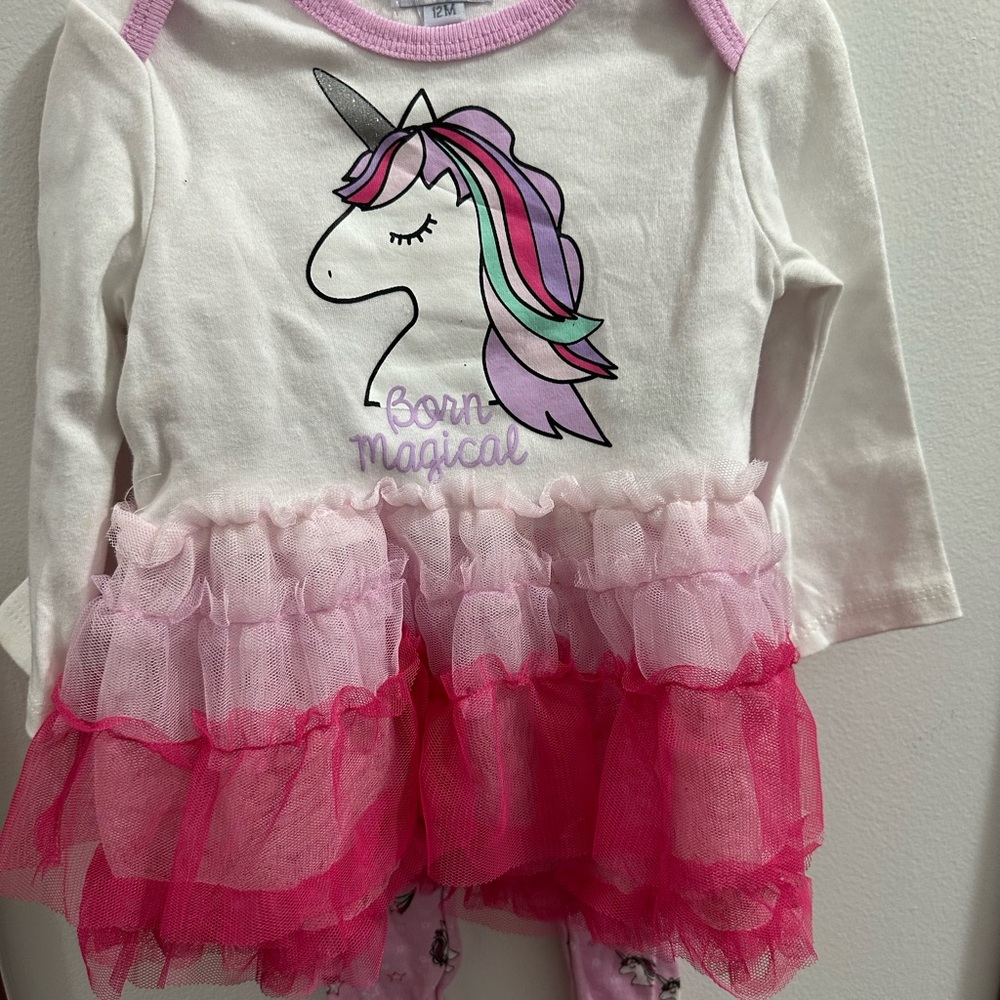 Unicorn Long Sleeve Dress with Tulle Skirt